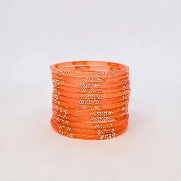 Orange_Glass_Pearl_Shine_Bangles_For_Women