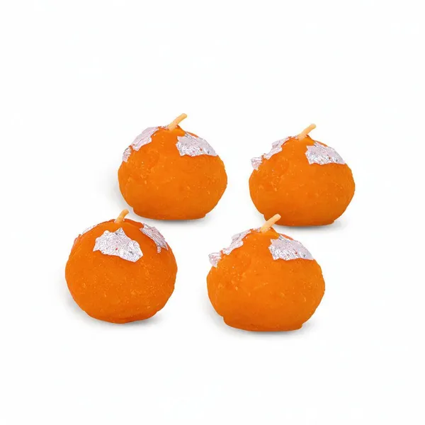 Wax_Festive_Orange_Laddu_Unscented_Candle_Set_Of_4