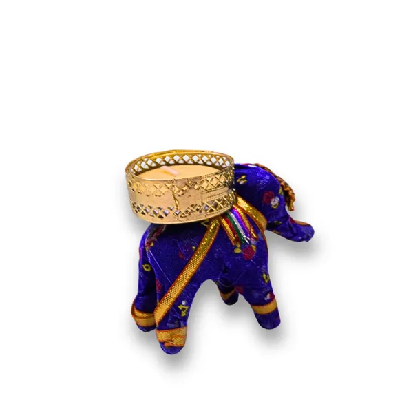 Fabric_Metal_Festive_Blue_Red_Elephant_Tealight_Holder_Set_Of_4