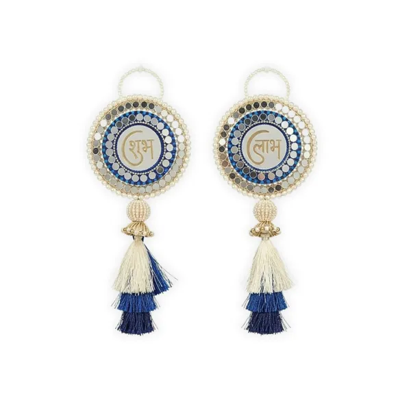 Resin_Pearl_Festive_Shubh_Labh_Blue_&_White_Door_Hanging_Set_Of_2