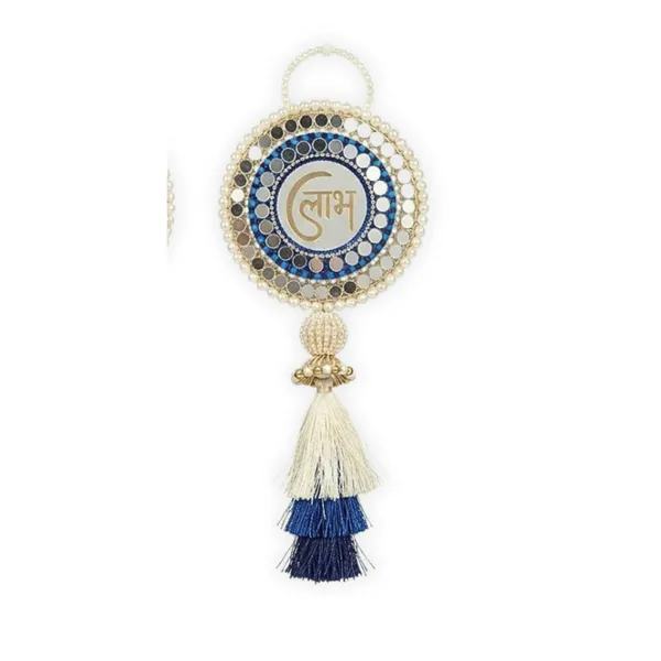 Resin_Pearl_Festive_Shubh_Labh_Blue_&_White_Door_Hanging_Set_Of_2