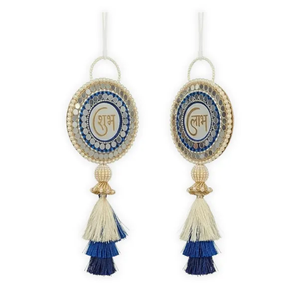 Resin_Pearl_Festive_Shubh_Labh_Blue_&_White_Door_Hanging_Set_Of_2