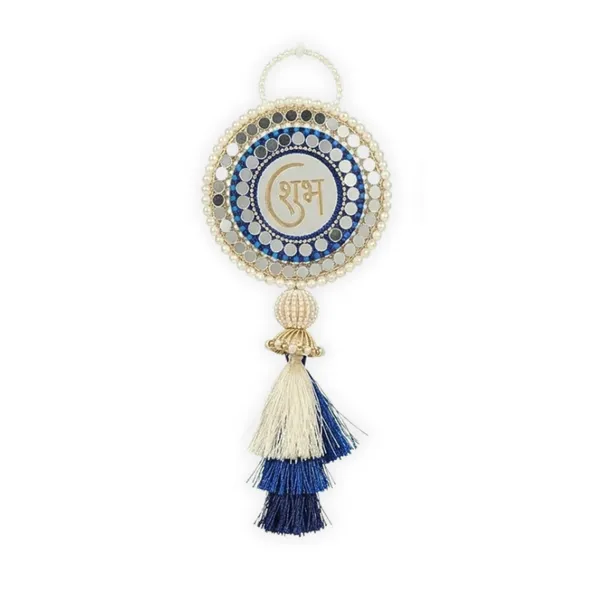 Resin_Pearl_Festive_Shubh_Labh_Blue_&_White_Door_Hanging_Set_Of_2
