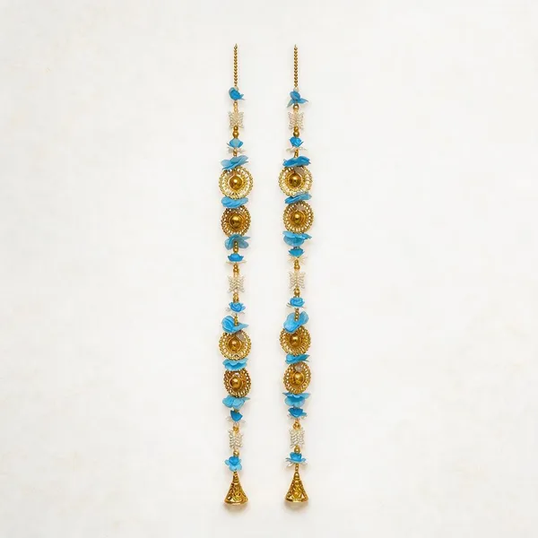 Beads_Metal_Festive_Blue_&_Gold_Pearl_Door_Hanging_Latkan_Set_Of_2
