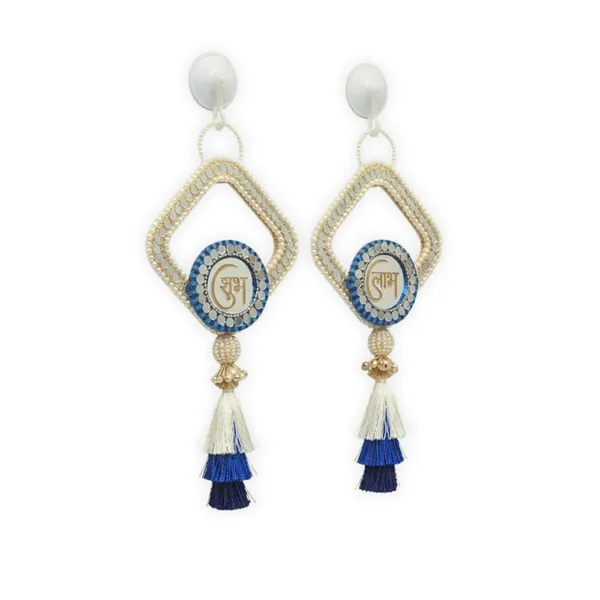 Resin_Pearl_Festive_Shubh_Labh_Blue_&_Silver_Door_Hanging_Set_Of_2
