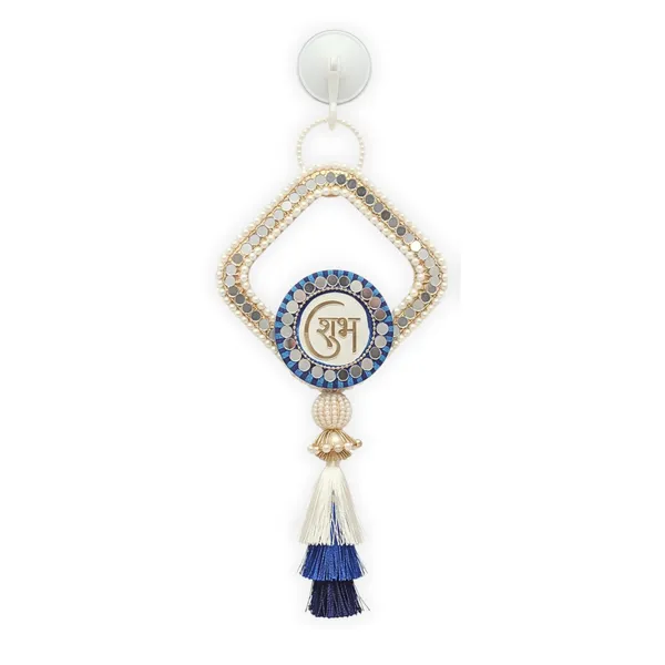 Resin_Pearl_Festive_Shubh_Labh_Blue_&_Silver_Door_Hanging_Set_Of_2
