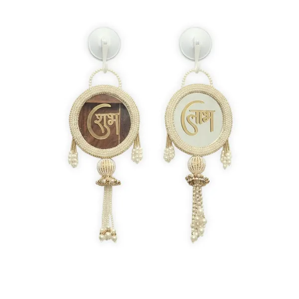 Glass_Pearl_Festive_White_&_Brown_Door_Hanging_Set_Of_2