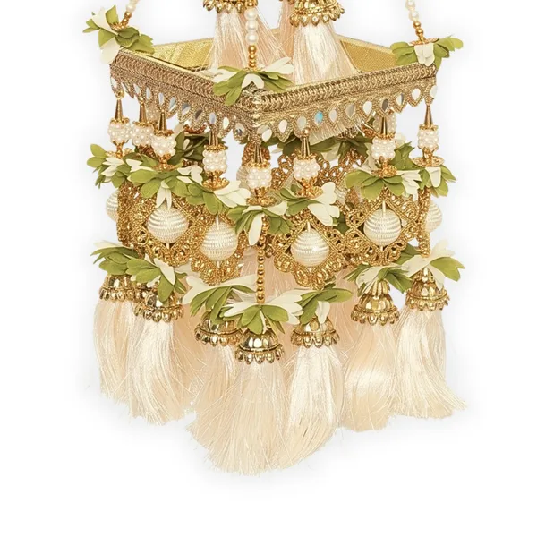Metal_Thread_Pearl_Festive_Gold_&_Green_Jhumar_Door_Hanging