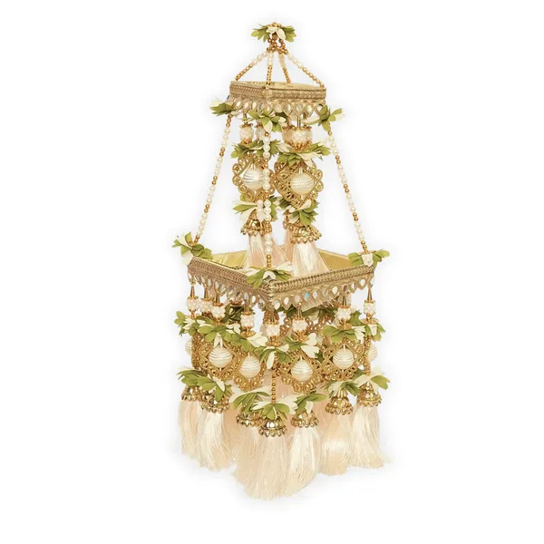 Metal_Thread_Pearl_Festive_Gold_&_Green_Jhumar_Door_Hanging