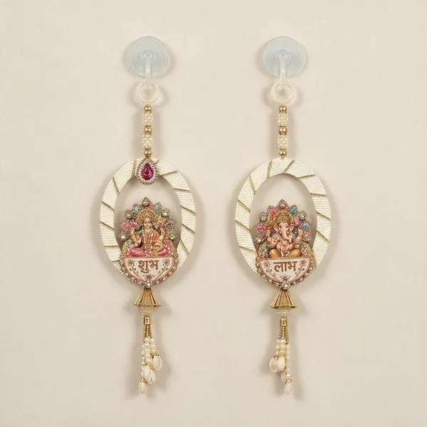 Resin_Pearl_Festive_Ganesh_Lakshmi_White_&_Gold_Door_Hanging_Set_Of_2