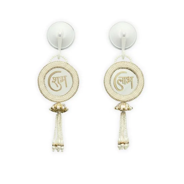 Resin_Pearl_Festive_Shubh_Labh_White_&_Silver_Door_Hanging_Set_Of_2