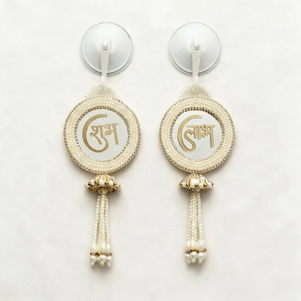 Resin_Pearl_Festive_Shubh_Labh_White_&_Silver_Door_Hanging_Set_Of_2
