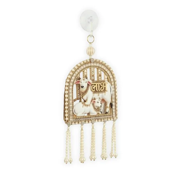 Resin_Pearl_Festive_Shubh_Labh_Cream_&_Gold_Door_Hanging_Set_Of_2