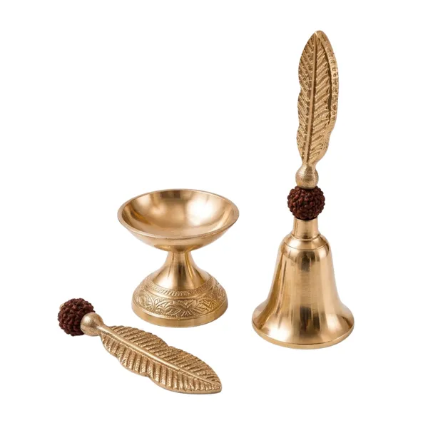 Brass_Gold_Copper_Bell_And_Diya_Pooja_Gift_Set