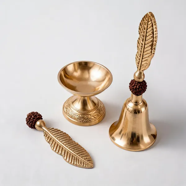 Brass_Gold_Copper_Bell_And_Diya_Pooja_Gift_Set