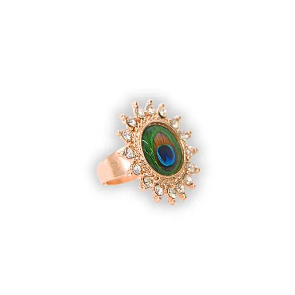 Rose_Gold_Green_Alloy_Adjustable_Peacock_Eye_Ring_For_Women