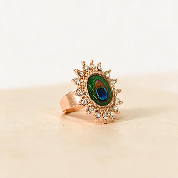 Rose_Gold_Green_Alloy_Adjustable_Peacock_Eye_Ring_For_Women