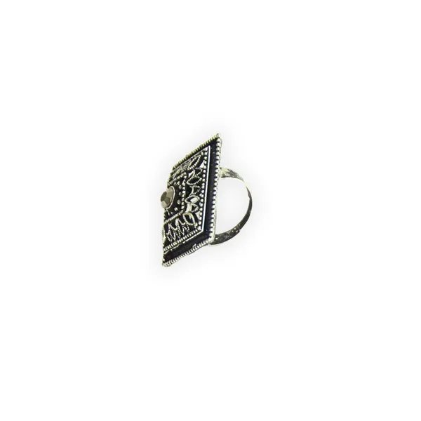 Black_Silver_Alloy_Adjustable_Square_Ring_For_Women