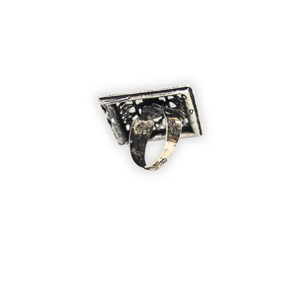Black_Silver_Alloy_Adjustable_Square_Ring_For_Women