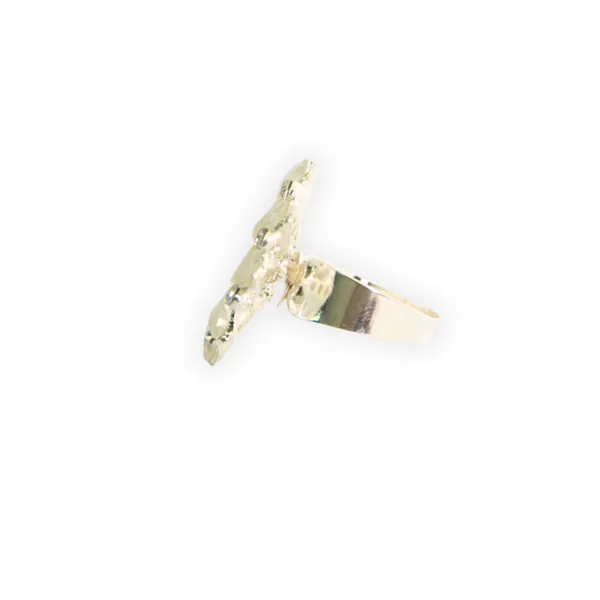 White_Silver_Alloy_Crystal_Adjustable_Flower_Ring_For_Women
