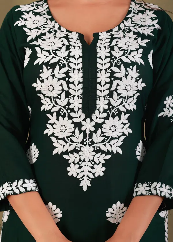 Green_Exclusive_Modal_Kurti_With_The_Plazzo_Chikankari_Fabric_For_Women