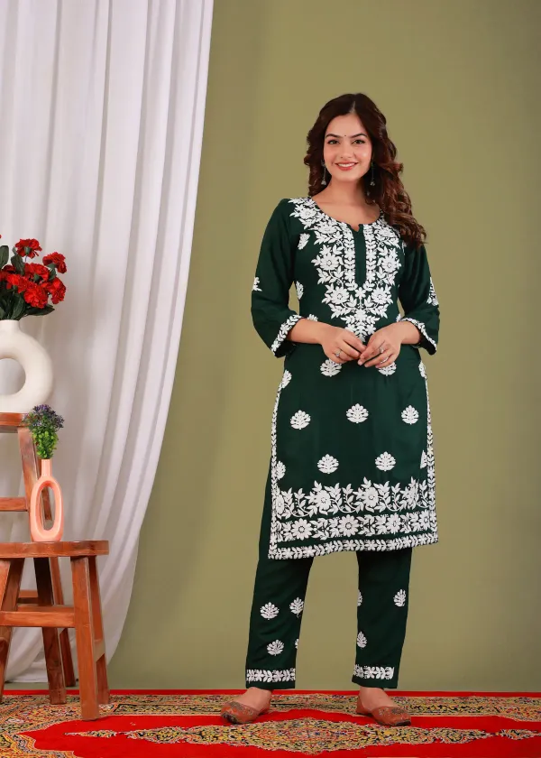 Green_Exclusive_Modal_Kurti_With_The_Plazzo_Chikankari_Fabric_For_Women