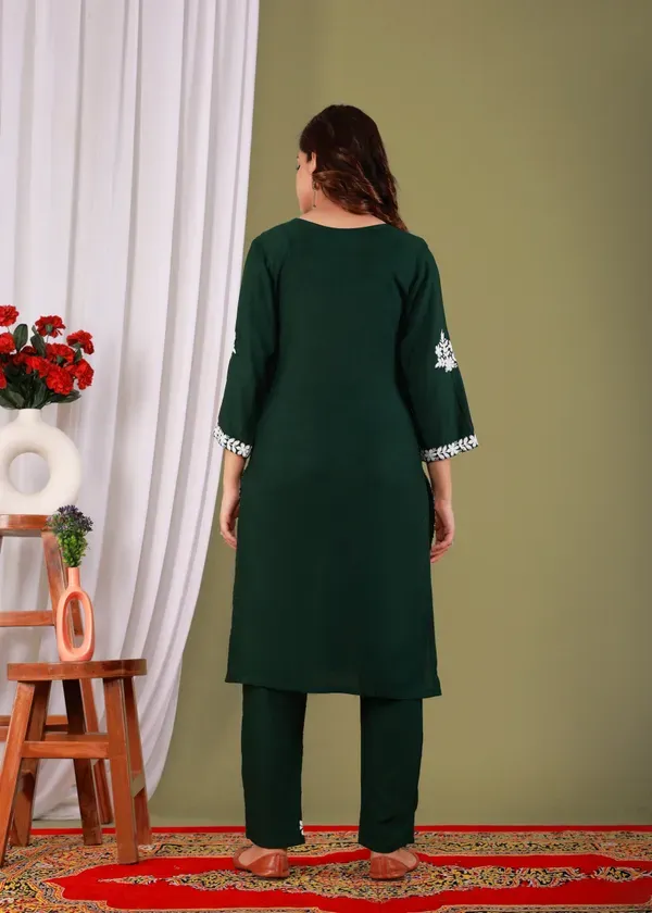 Green_Exclusive_Modal_Kurti_With_The_Plazzo_Chikankari_Fabric_For_Women