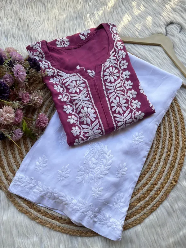 Magenta_Premium_Rayon_Kurti_With_Palazzo_Set