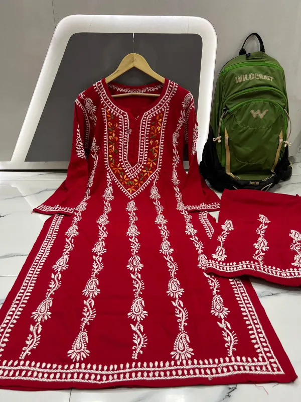 Maroon_Royal_Multi_Thread_Chikankari_Kurti_Plazzo_Set