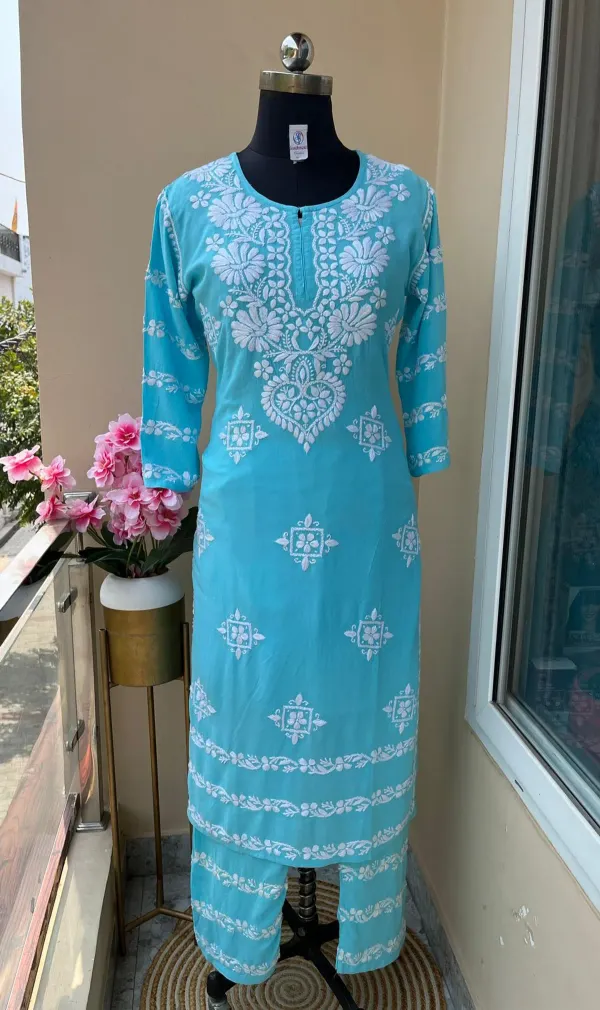 Firoji_Chikankari_Kurti_With_Matching_Printed_Plazzo_Suit_2ps_For_Women