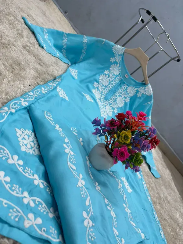Firoji_Chikankari_Kurti_With_Matching_Printed_Plazzo_Suit_2ps_For_Women