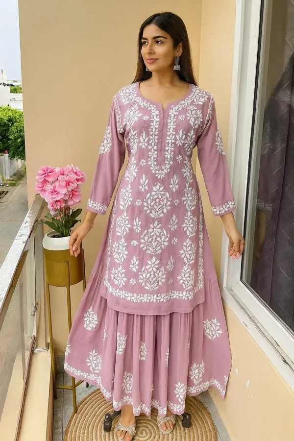 Pyazi_New_Stylish_Kurta_And_Sarara_Set