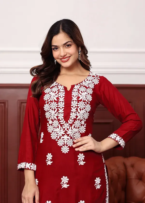 Maroon_New_Colours_In_Our_Best_Seller_Chikankari_Plazzo_Set