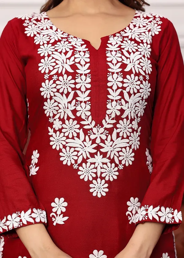 Maroon_New_Colours_In_Our_Best_Seller_Chikankari_Plazzo_Set