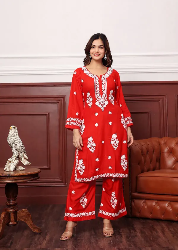Red_Premium_Rayon_Kurti_Plazo_Set