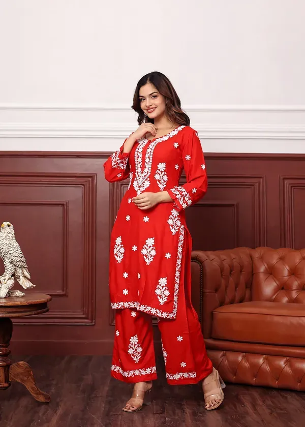 Red_Premium_Rayon_Kurti_Plazo_Set
