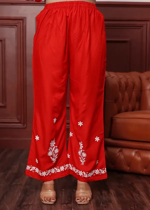 Red_Premium_Rayon_Kurti_Plazo_Set