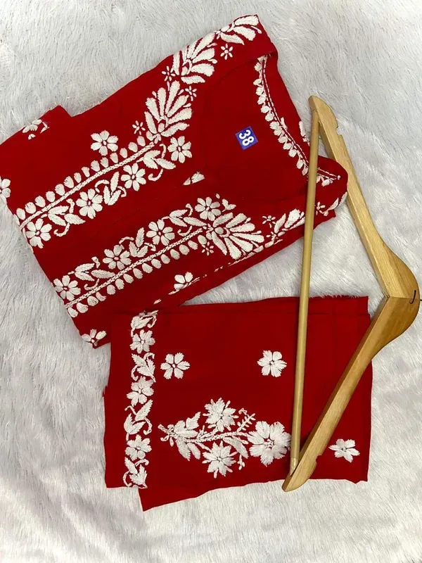 Red_Chikankari_Kurta_Set_For_Women