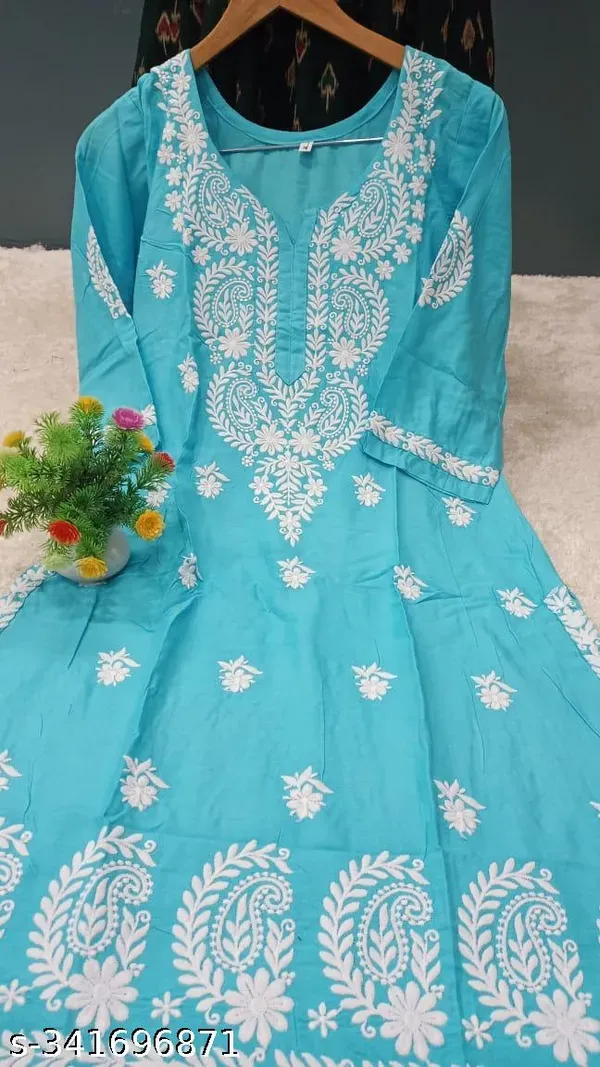 Firoji_Rayon_Cotton_Chikankari_Embroidery_Work_Kurti