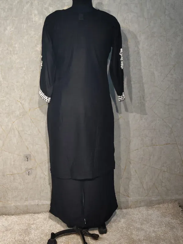 Black_Rayon_Cotton_Chikankari_Kurta_With_Palazzo_For_Women
