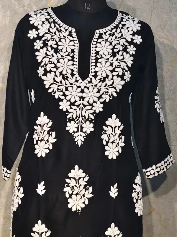 Black_Rayon_Cotton_Chikankari_Kurta_With_Palazzo_For_Women