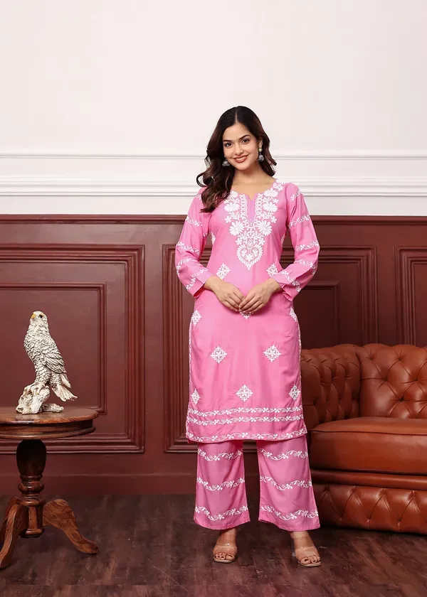 Pink_Women_S_Rayon_Chikankari_Work_Straight_Kurta_Palazzo_Set_For_Women