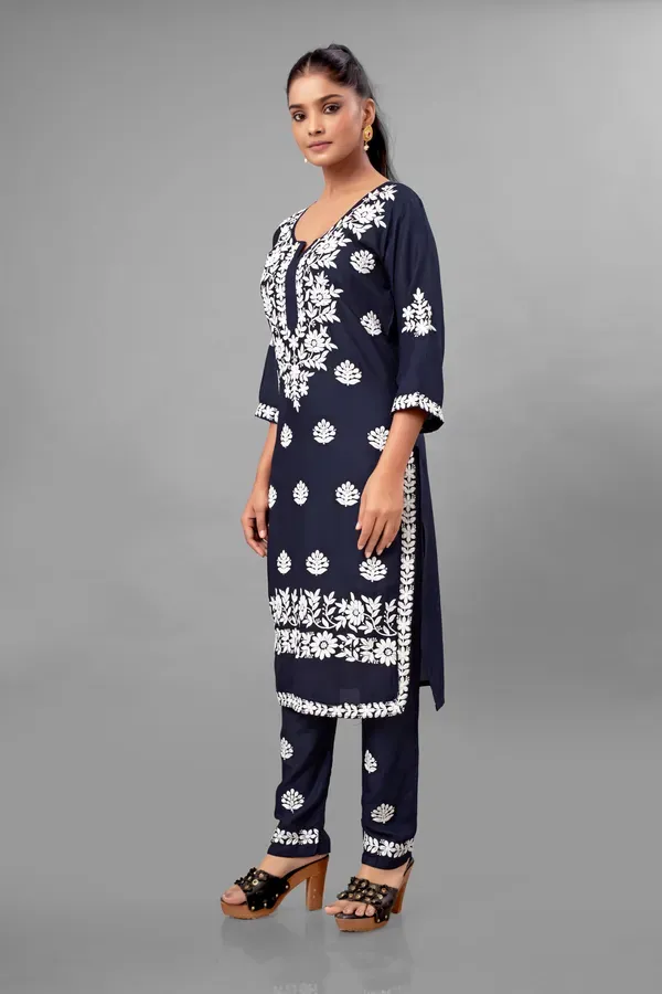 Blue_Partywear_Chikankari_Straight_Kurta_Palazzo_Set_Readymade_For_Women