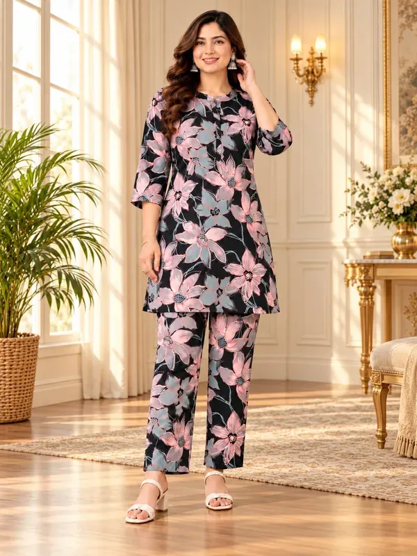Black_Casual_Printed_Top_Trouser_Co_Ord_Set