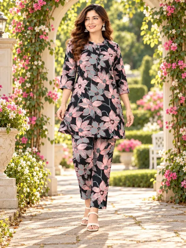 Black_Casual_Printed_Top_Trouser_Co_Ord_Set