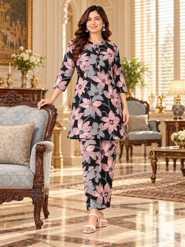 Black_Casual_Printed_Top_Trouser_Co_Ord_Set