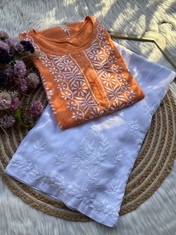 Orange_Premium_Rayon_Kurti_With_Palazzo_Set