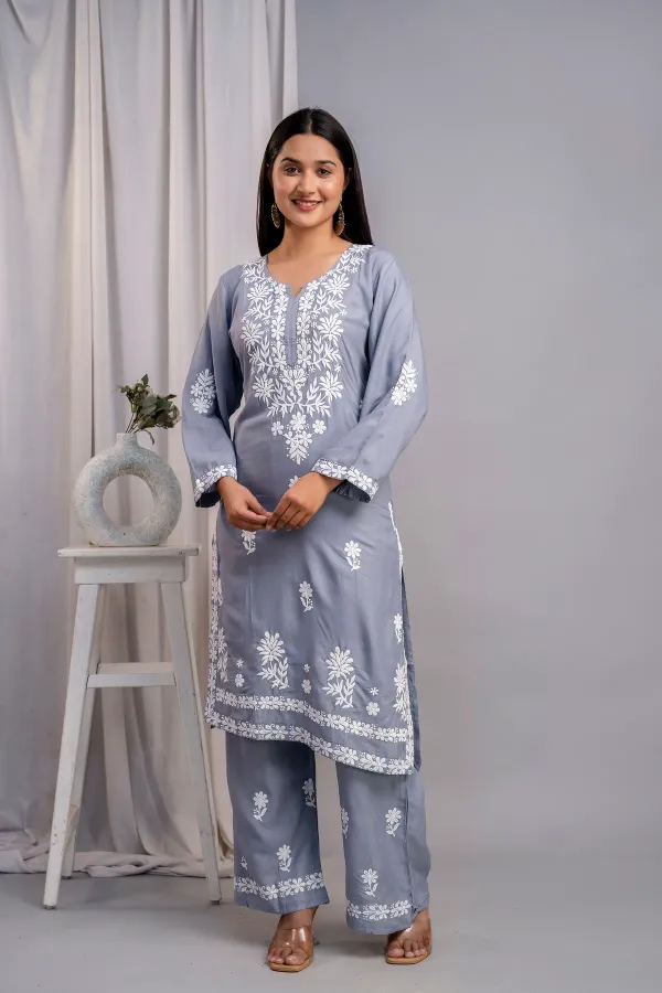 Grey_Women_S_Exclusive_Kurti_Palazzo_Set_On_Pure_Rayon_Fabric_Chikan_Suit