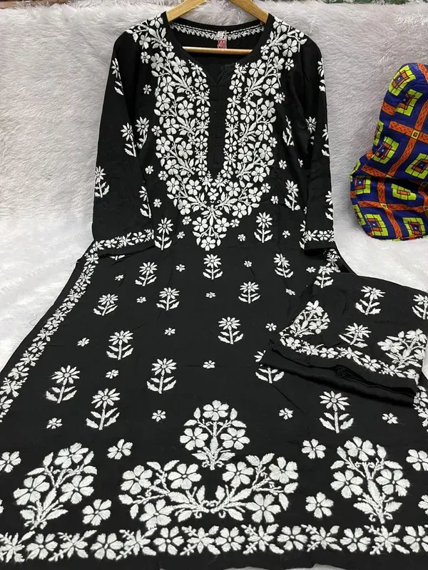 Black_Elegance_Chikankari_Reyon_Kurta_And_Palazzo_Set