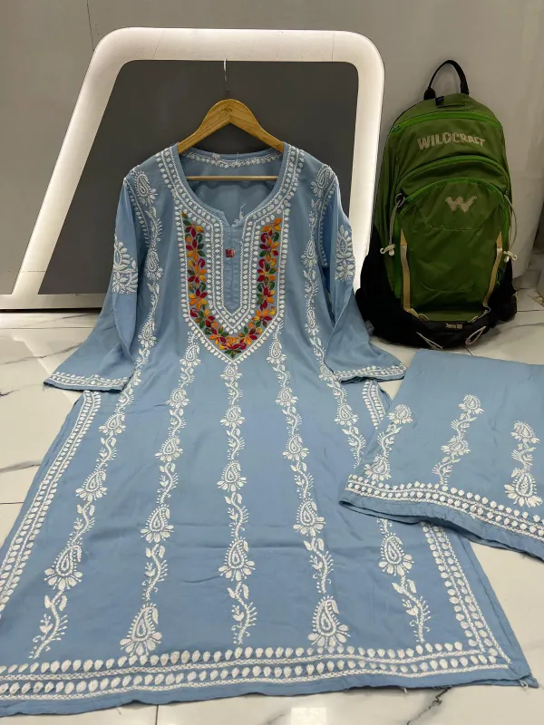 D_Sky_Royal_Multi_Thread_Chikankari_Kurti_Plazzo_Set